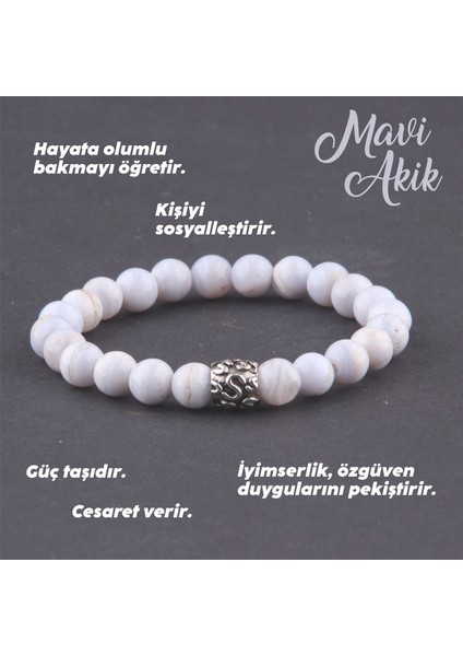 Sertifikalı Mavi Akik Taşı Doğal Taş BILEKLIK21 modelleri