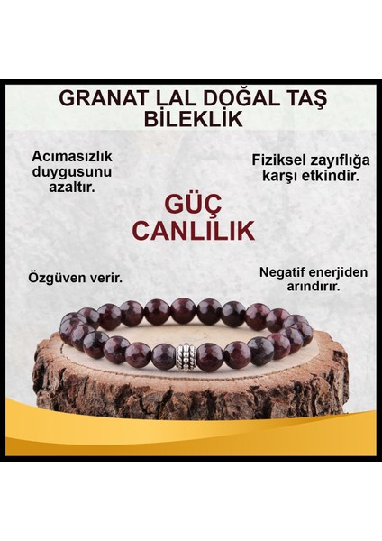 Sertifikalı Granat Lal Doğal Taş Bileklik 8 MM19 fiyatları