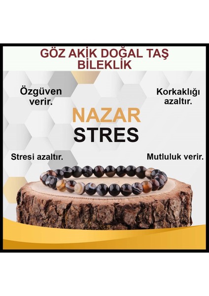 Sertifikalı Göz Akik Doğal Taş Bileklik 6 MM17 fiyatları