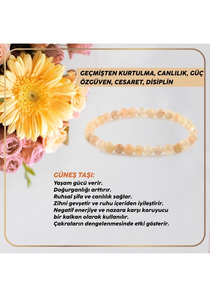 Sertifikalı Güneş Taşı Doğal Taş Bileklik 6 MM21