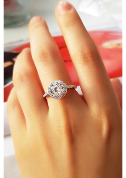 0.75 Ct. G Color Tektaş Gümüş Yüzük