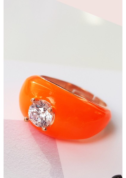 Orange Neon Lıttle Bom Gümüş Yüzük