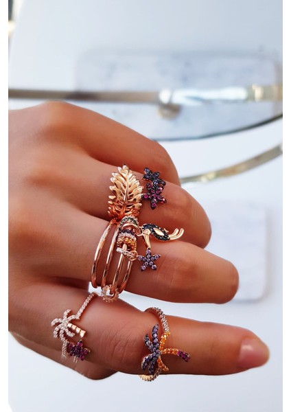 Ithal Palm Renkli Gümüş Yüzük fiyatları