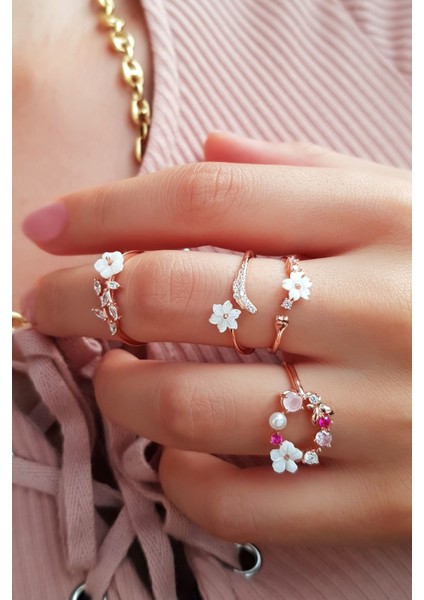 Ithal Manolya Elegant Tasarım Gümüş Yüzük