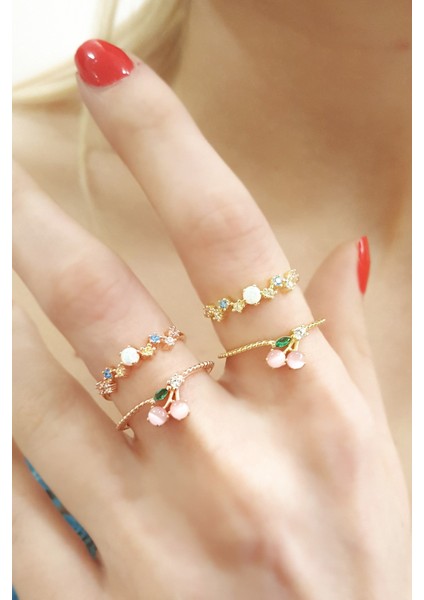 Ortası Opal Taşlı Gümüş Yüzük