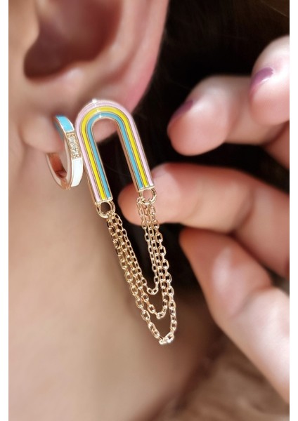 Tekli Ithal Turkuaz ve Beyaz Gümüş Küpe fiyatları