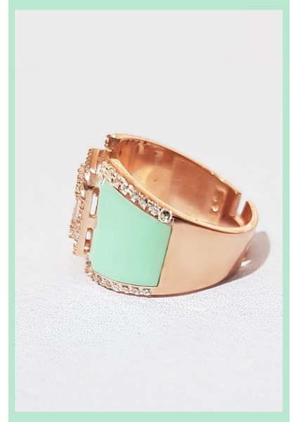 Mint Mineli Baget Taşlı Gümüş Yüzük modelleri