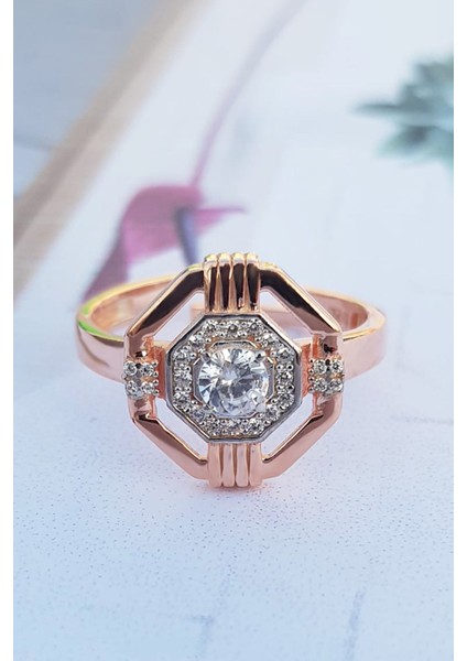 Içi Dolu Taşlar Geometrik Gümüş Yüzük