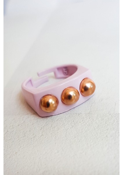 Rose Topcuk Detaylı Lila Mineli Gümüş Yüzük