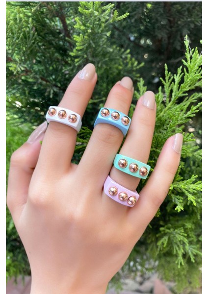 Rose Topcuk Detaylı Bebe Mavi Mineli Yüzük fiyatları