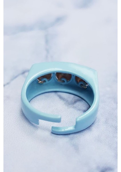 Rose Topcuk Detaylı Bebe Mavi Mineli Yüzük modelleri
