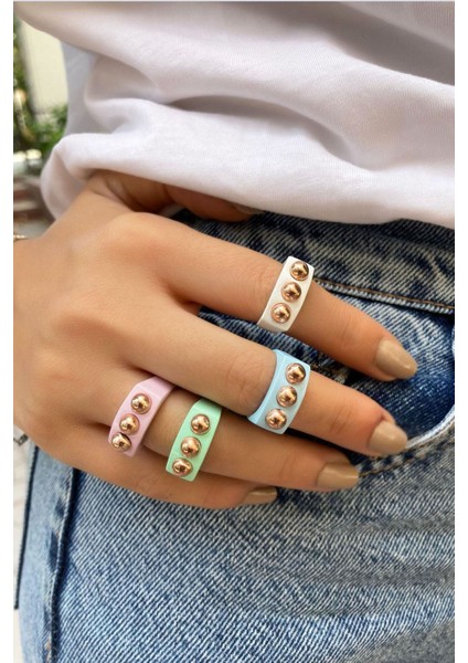 Rose Topcuk Detaylı Bebe Mavi Mineli Yüzük fırsatları