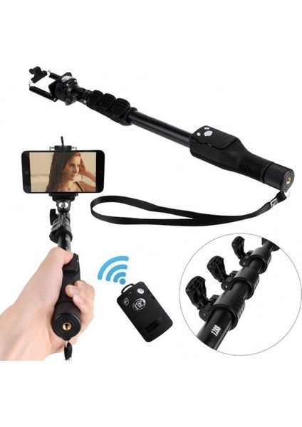 1288 Bluetooth Uzaktan Kumanda Telefon Kamera Uyumlu 123 cm Tripod ve Monopod Selfie Çubuğu