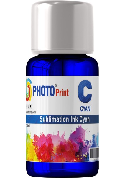 Photo Print Epson Uyumlu C Mavi  Renk 100 ml Sublimasyon Transfer Baskı Mürekkep