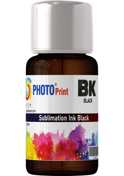 Photo Print Epson L605 Uyumlu Bk Siyah Renk 100 ml Sublimasyon Transfer Baskı Mürekkep