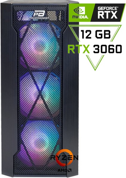 Amd Ryzen 5 5500 / Rtx 3050 8 GB / 16 GB Ddr4 / 500 GB 3300 - 3100 Mb/s M2 SSD / 5500V2.1 / Gaming Masaüstü Pc
