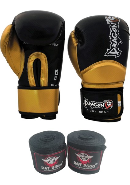 Carbon Boks Eldiveni Muay Thai, Kick Boks Eldiveni ve Bat 2000 Bandaj 2'li Set