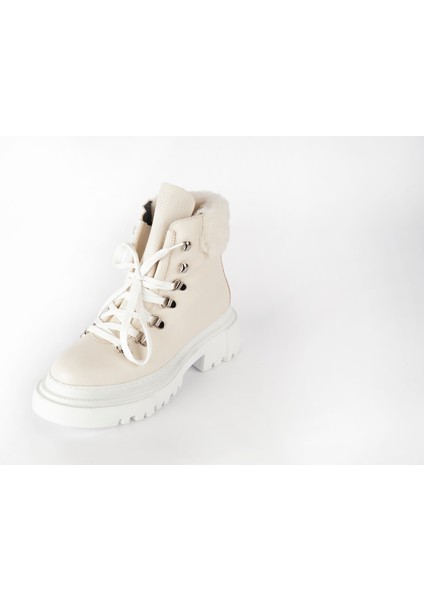 Deri Kadın Kürk Detaylı Bot