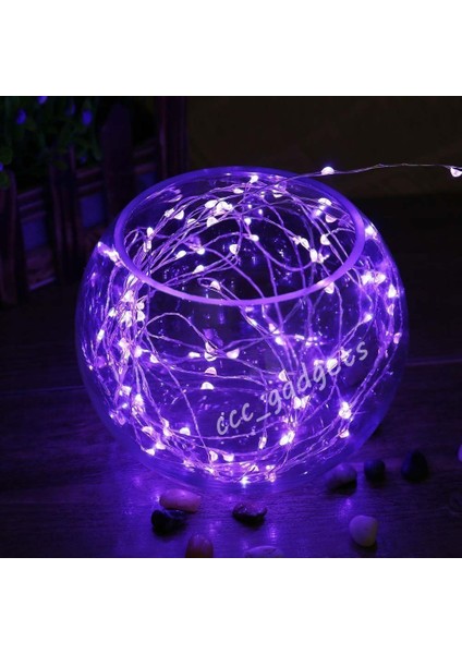 Purple Christmas LED Light 2 Metre Mor Pilli LED Işık Noel Işığı Parlak Peri LED Işık