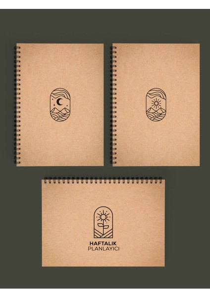 Kraft Kapaklı - Planlayıcı ve Noktalı Defter Setleri