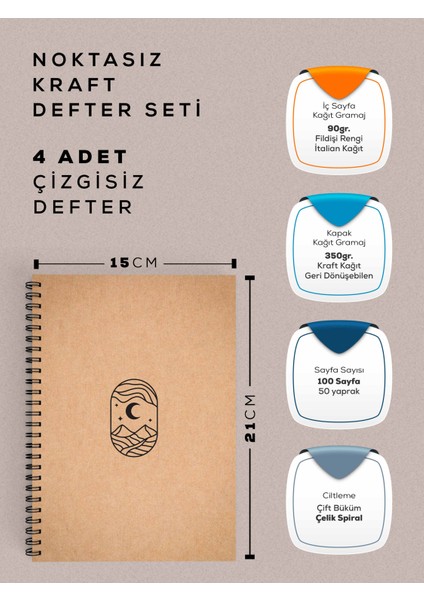 Kraft Kapaklı - Planlayıcı ve Noktalı Defter Setleri