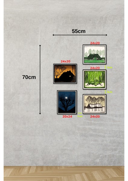 Sanatsal Kanvas Duvar Tablosu 5'li set JDG Koleksiyonu JDG3