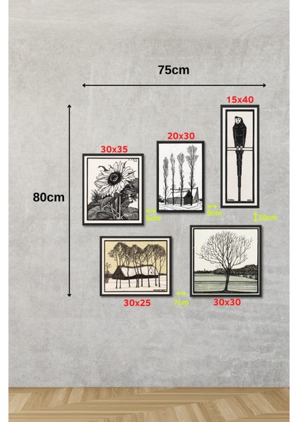 Sanatsal Kanvas Duvar Tablosu 5'li set JDG Koleksiyonu JDG5