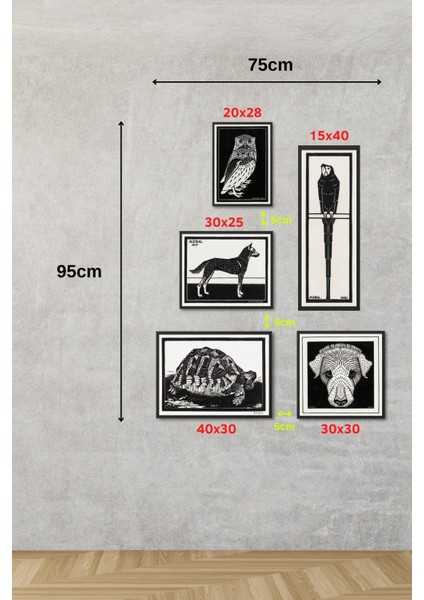 Sanatsal Kanvas Duvar Tablosu 5'li set JDG Koleksiyonu JDG1