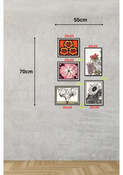 Sanatsal Kanvas Duvar Tablosu 5'li set JDG Koleksiyonu JDG7