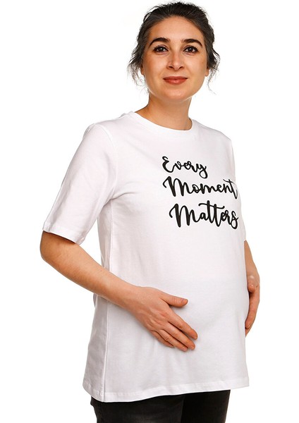 Black And White Hamile Kısa Kol Tshirt