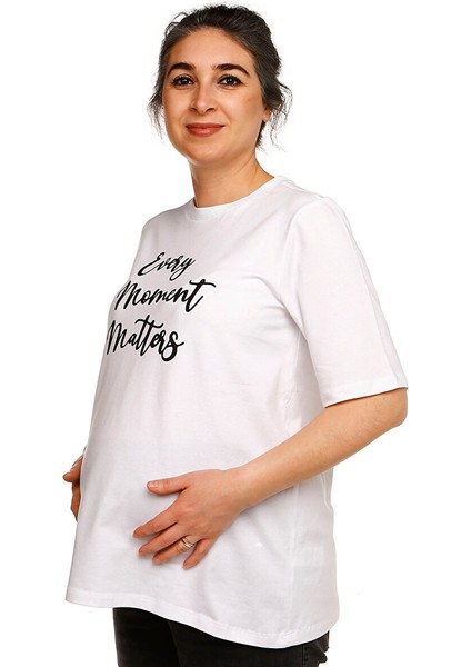Black And White Hamile Kısa Kol Tshirt