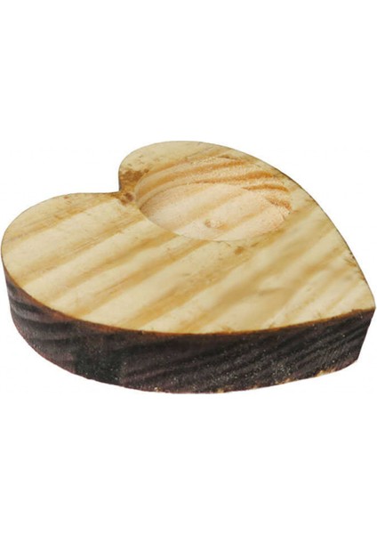 5 Adet Ağaç Kütük Tealight Mumluk Kalp Naturel Pk:1