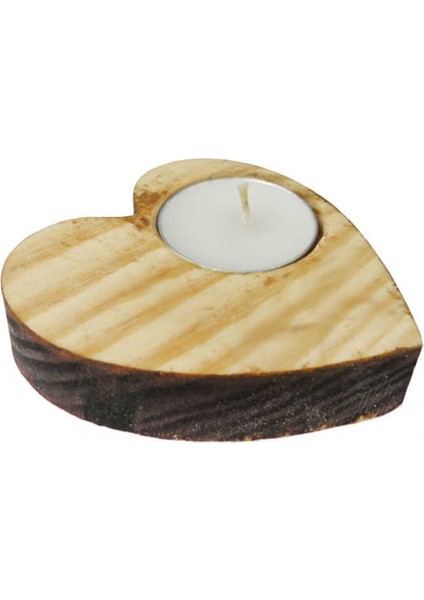 5 Adet Ağaç Kütük Tealight Mumluk Kalp Naturel Pk:1 fiyatları