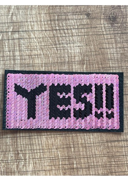 11X6 cm Pul Payetli Tasarım Pembe Yess Ütü Ile Yapışır Aplike Arma Yama