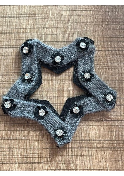 11X11 cm Zirkon Taşlı Triko Yıldız Aplike Arma Yama