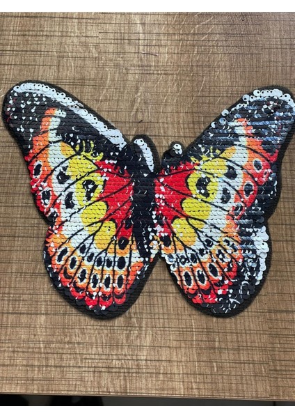 18X15 cm Pul Payet Kelebek Ütü ile Yapışır Aplike Arma Yama