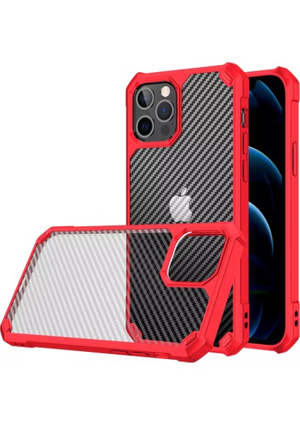 Apple iPhone 11 Pro Max Kılıf Şeffaf Karbon Desen Korumalı Kapak