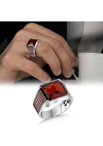 Zirkon Taşlı Modern Gümüş Erkek Yüzük fırsatları