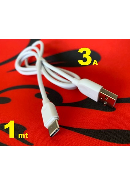 1 Metre Huawei Xiaomi Samsung Htc iPhone Uyumlu 1mt 3 Amper Hızlı Fast Type C Type-C USB Data Şarj Şarz Kablo