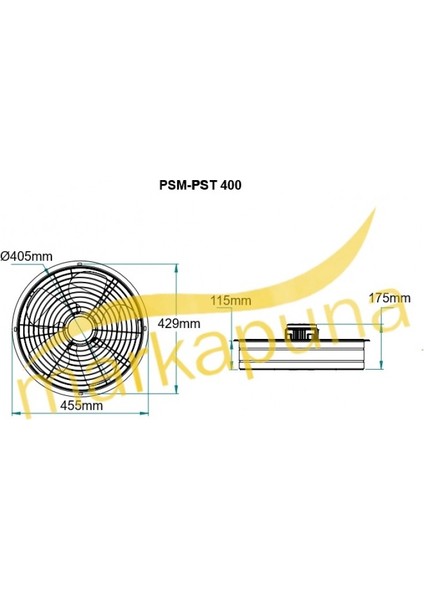 Fane x Psm 400 Monofaze 40 Cm 4600 M³/H Yuvarlak Kasa Aksiyel Aspiratör