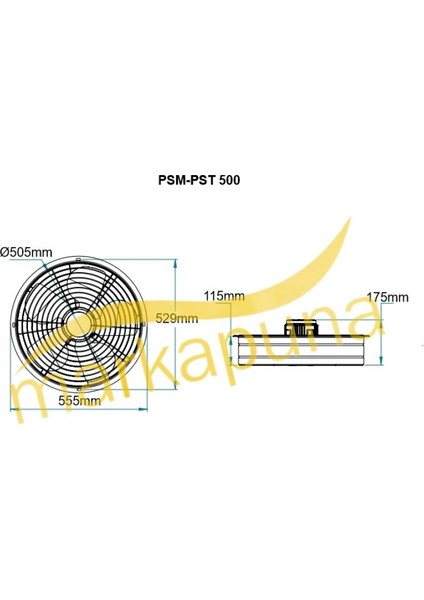 Fanexfan Fanex  Psm 500 Monofaze 50 Cm 7150 M³/H Yuvarlak Kasa Aksiyel Aspiratör