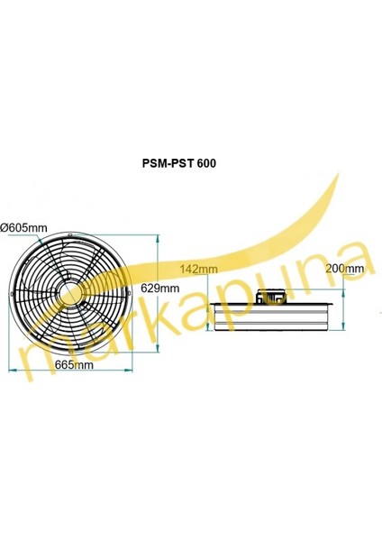 Fanexfan Fanex  Psm 600 Monofaze 60 Cm 8200 M³/H Yuvarlak Kasa Aksiyel Aspiratör