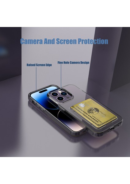 Xstepcase iPhone 14 Pro Maks Kart Serisi Kalınlaştırılmış Tpu Telefon Kapağı Şeffaf Kart Tutucu Şok Geçirmez Kılıf (Yurt Dışından) modelleri
