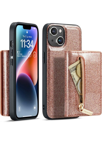 Xstepcase iPhone 14 Için Dg.ming M3 Serisi Plus 2'si 1 Arada Çıkarılabilir Telefon Kılıfı Parıltılı Manyetik Cep Telefon Kapağı Cüzdan Kickstand (Yurt Dışından)