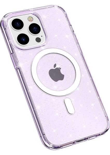 Xstepcase iPhone 14 Pro Glitter Tasarım Manyetik Arka Kapak Tpu+Pc Telefon Damla Geçirmez Kılıf Magsafe Şarj Cihazı ile Uyumlu (Yurt Dışından)