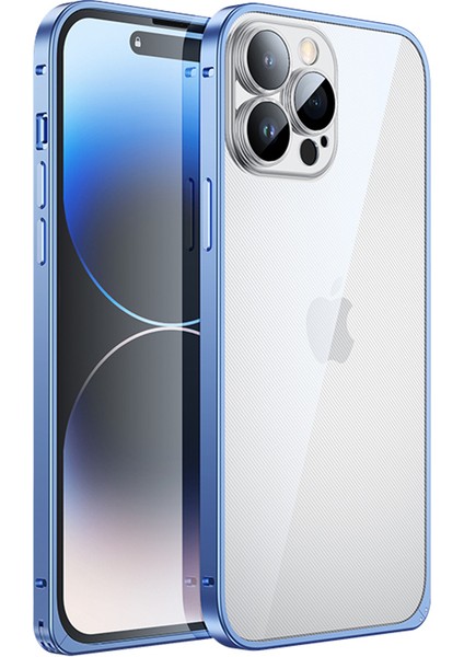 Xstepcase iPhone 14 Pro Luban Lock Telefon Koruyucu Kapak Pc + Metal Anti-Drop Anti-Çizelge Kılıfı Temperli Cam Lens Film (Yurt Dışından)