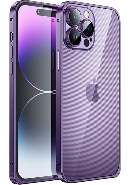 Xstepcase iPhone 14 Pro Luban Lock Telefon Koruyucu Kapak Pc + Metal Anti-Drop Anti-Çizelge Kılıfı Temperli Cam Lens Film (Yurt Dışından)