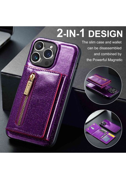 Xstepcase Dg.ming M3 Serisi Iphone 14 Pro Maks Için Pu Deri Kaplamalı Pc+Tpu Zipper Cüzdan Manyetik Telefon Kapağı Kickstand (Yurt Dışından) fırsatları