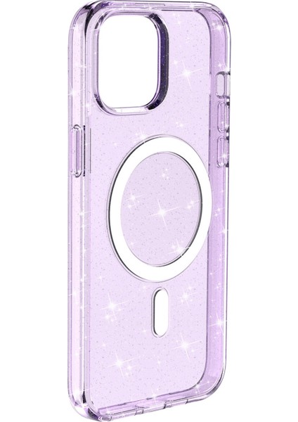 Xstepcase iPhone 14 Şeffaf Glitter Koruyucu Kapak Manyetik Tpu+Pc Telefon Magsafe Şarj Cihazı ile Uyumlu Karaklama Kılıfı (Yurt Dışından)