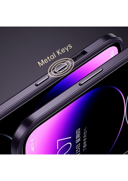 Xstepcase Sulada Minrui Serisi iPhone 14 Şok Geçirmez Elektrokaplatma Metal Çerçeve Yüksek Şeffaflık Tpu+Temperli Cam Arka Koruyucu Telefon Kabuğu (Yurt Dışından)